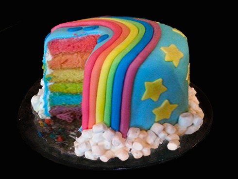 The Finished Rainbow and Stars Cake - Inside