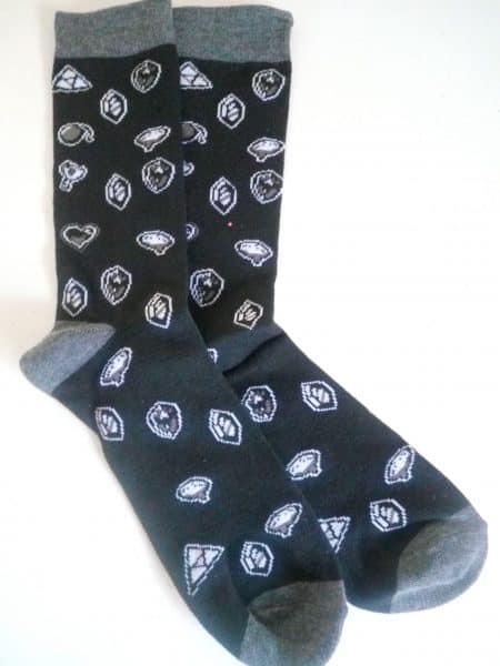 Link socks with The Legend of Zelda icons